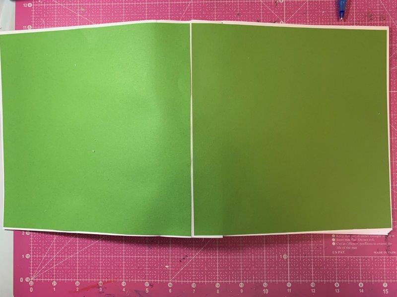 green cardstock on pages