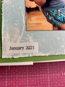 date on scrapbook page
