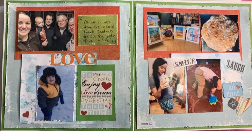 completed scrapbook challenge page